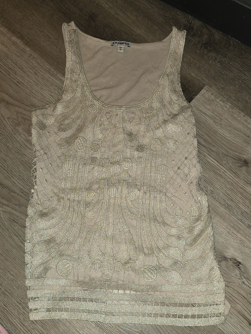 Express Ivory Beaded Scoop Neck Tank
